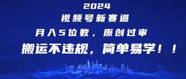 2024视频号新赛道，月入5位数+，原创过审，搬运不违规，简单易学【揭秘】-网赚项目平台