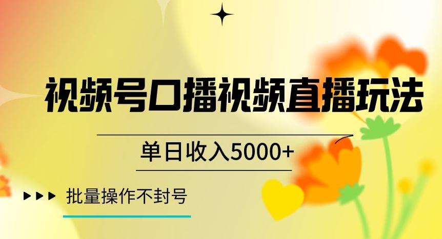 视频号囗播视频直播玩法，单日收入5000+，批量操作不封号【揭秘】-网赚项目平台