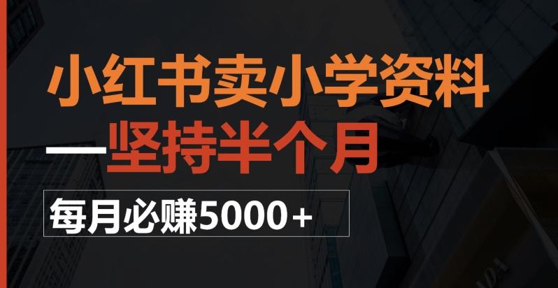 小红书卖小学资料，一坚持半个月，每月必赚5000+-网赚项目平台