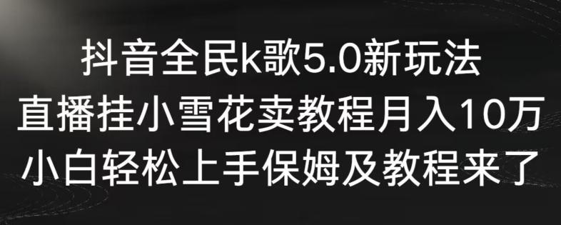 抖音全民k歌5.0新玩法，直播挂小雪花卖教程月入10万，小白轻松上手，保姆及教程来了【揭秘】-网赚项目平台