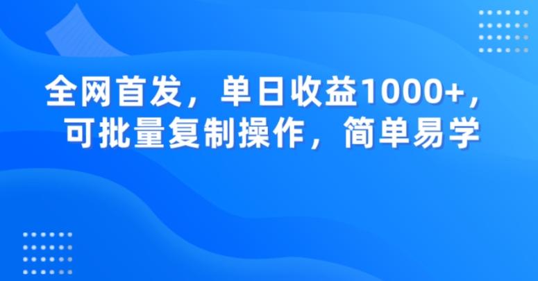 全网首发，单日收益1000+，可批量复制操作，简单易学【揭秘】-网赚项目平台