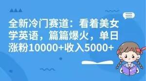 全新冷门赛道：看着美女学英语，篇篇爆火，单日涨粉10000+收入5000+-网赚项目平台