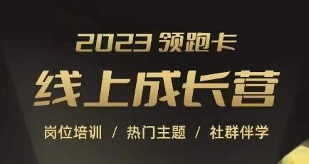 2023领跑卡线上成长营，淘宝运营各岗位培训，直通车、万相台、引力魔方、引流等，帮助突破成长瓶颈-网赚项目平台