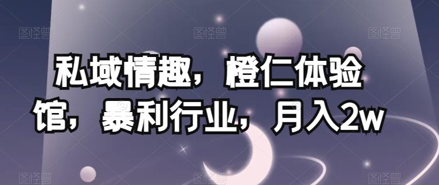私域情趣，橙仁体验馆，暴利行业，月入2w【揭秘】-网赚项目平台