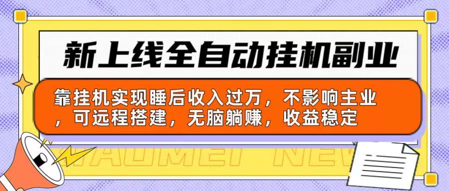 新上线全自动挂机副业：靠挂机实现睡后收入过万，不影响主业可远程搭建…-网赚项目平台