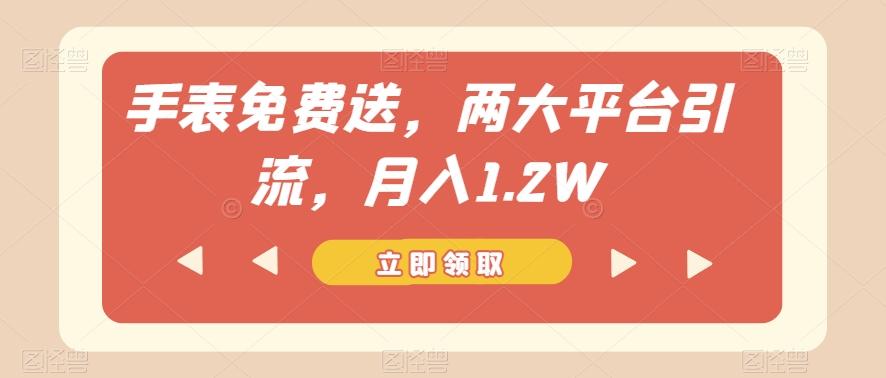 手表免费送，两大平台引流，月入1.2W【揭秘】-网赚项目平台