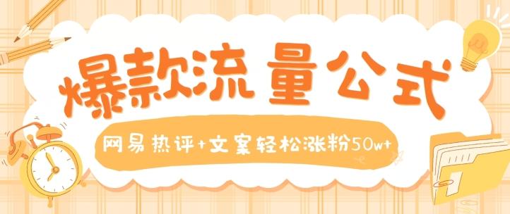 爆款流量公式，网易热评+文案轻松涨粉50w+【揭秘】-网赚项目平台