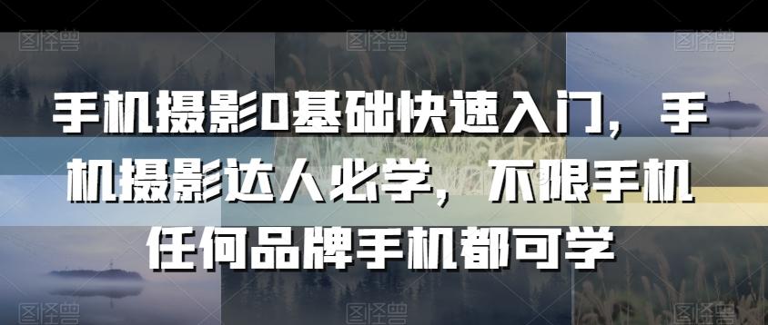 手机摄影0基础快速入门，手机摄影达人必学，不限手机任何品牌手机都可学-网赚项目平台