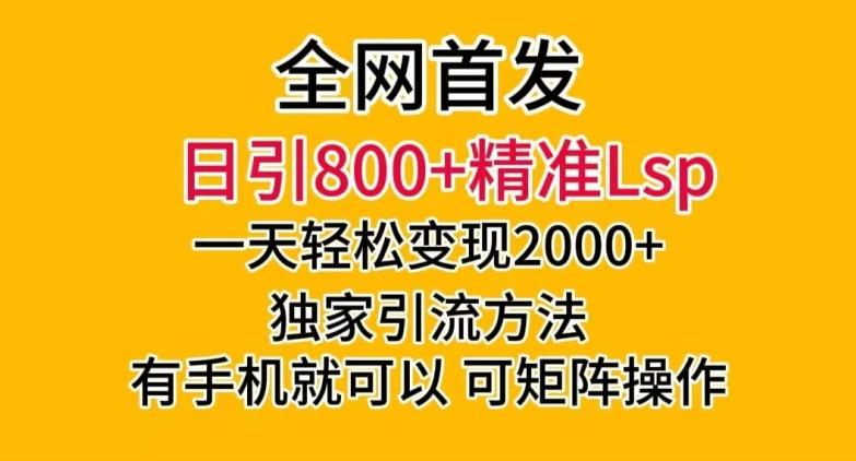 全网首发！日引800+精准老色批，一天变现2000+，独家引流方法，可矩阵操作【揭秘】-网赚项目平台