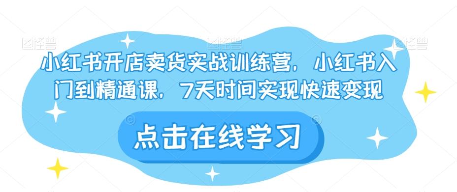小红书开店卖货实战训练营，小红书入门到精通课，7天时间实现快速变现-网赚项目平台