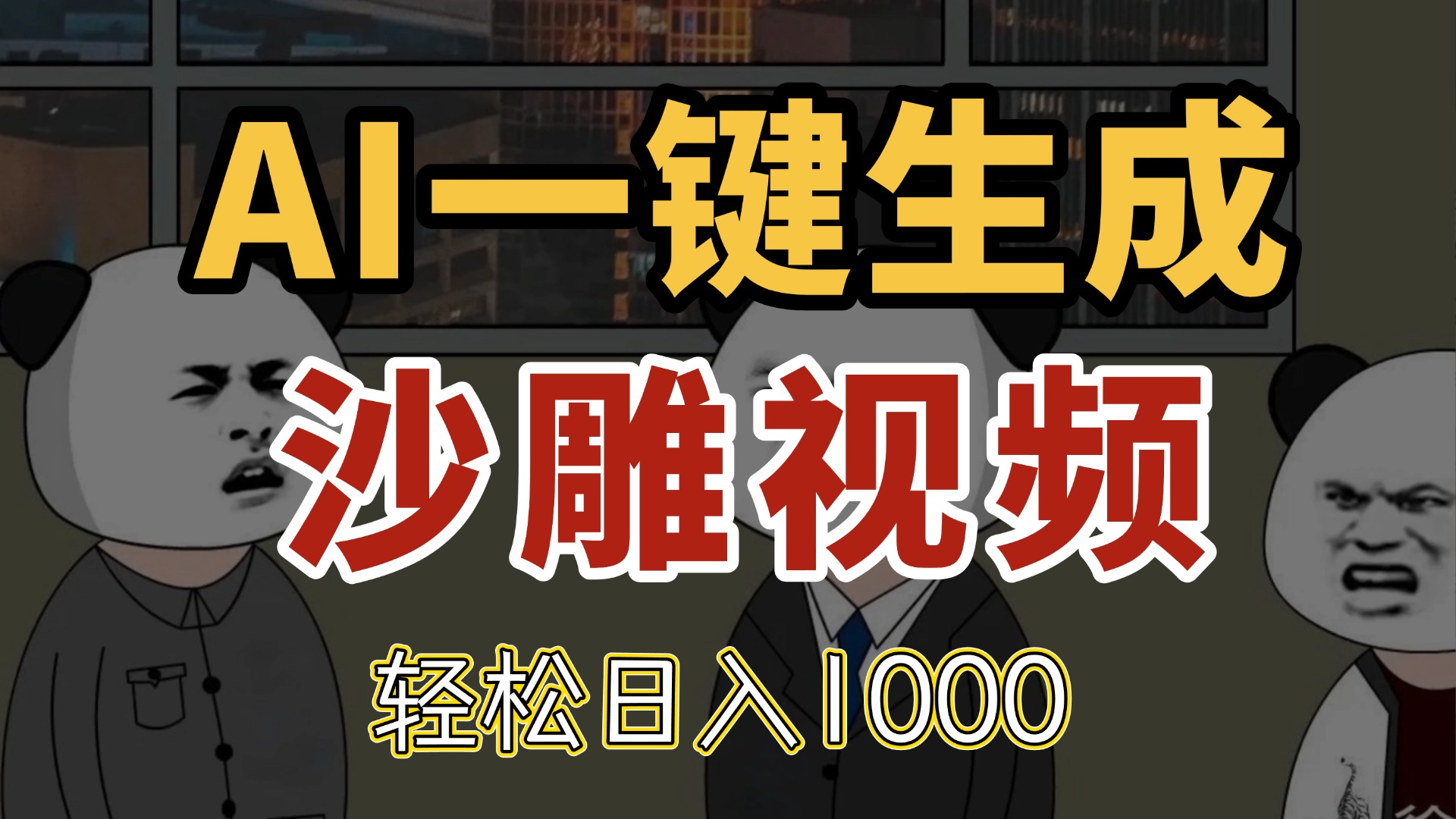 AI一键生成沙雕视频，一条视频千万播放，轻松日入1000-网赚项目平台