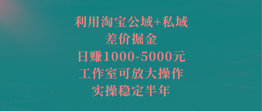 利用淘宝公域+私域差价掘金，日赚1000-5000元，工作室可放大操作，实操…-网赚项目平台