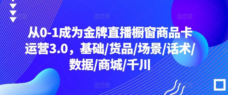从0-1成为金牌直播橱窗商品卡运营3.0，基础/货品/场景/话术/数据/商城/千川-网赚项目平台