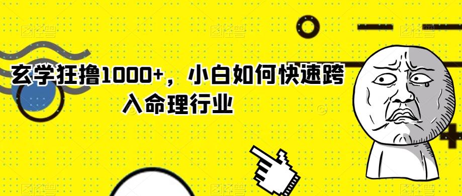 玄学狂撸1000+，小白如何快速跨入命理行业-网赚项目平台