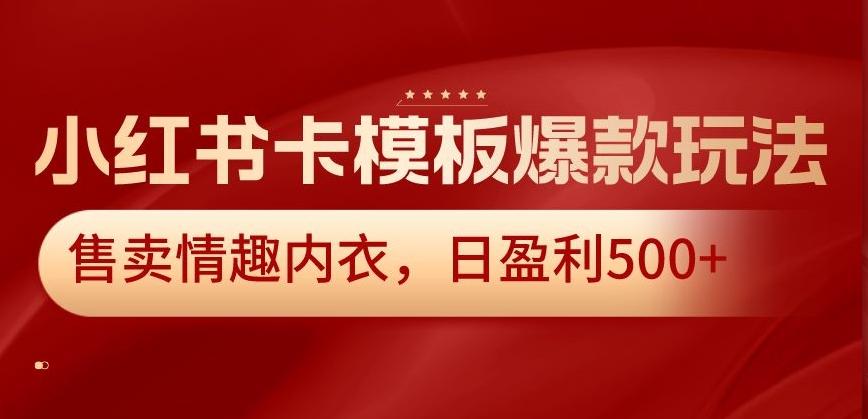 小红书卡模板爆款玩法，售卖情趣内衣，日盈利500+【揭秘】-网赚项目平台