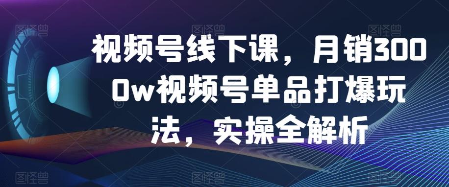 视频号线下课，月销3000w视频号单品打爆玩法，实操全解析-网赚项目平台