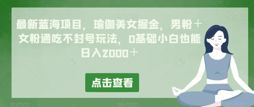 最新蓝海项目，瑜伽美女掘金，男粉＋女粉通吃不封号玩法，0基础小白也能日入2000＋-网赚项目平台