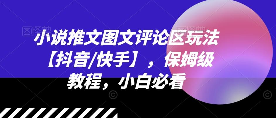小说推文图文评论区玩法【抖音/快手】，保姆级教程，小白必看-网赚项目平台