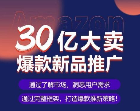 亚马逊·30亿大卖爆款新品推广，可复制、全程案例实操的爆款推新SOP-网赚项目平台