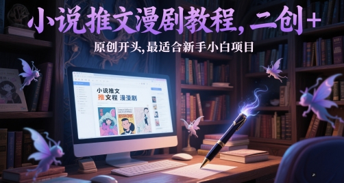 小说推文漫剧教程，二创+原创开头，最适合新手小白项目-网赚项目平台