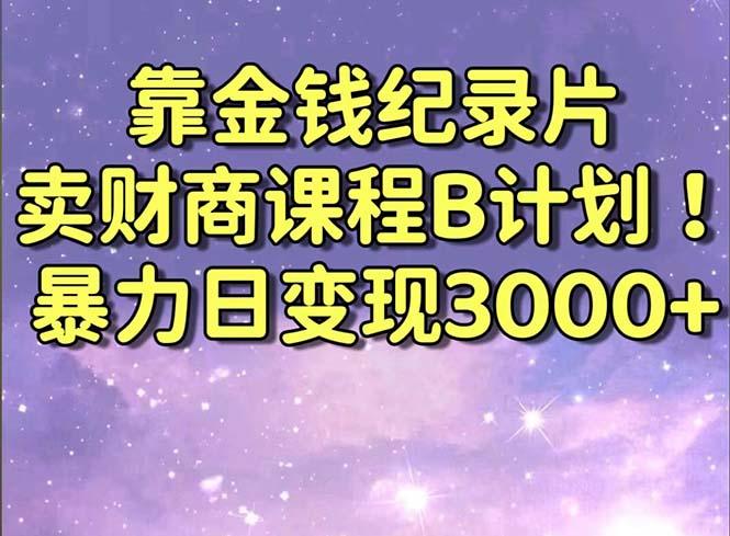 靠金钱纪录片卖财商课程B计划！暴力日变现3000+，喂饭式干货教程！-网赚项目平台