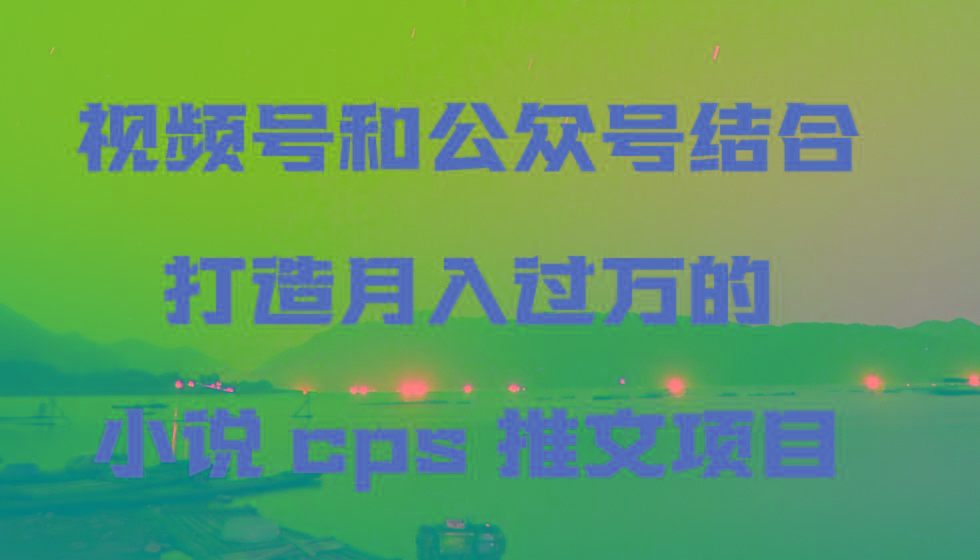 视频号和公众号结合打造月入过万的小说cps推文项目-网赚项目平台