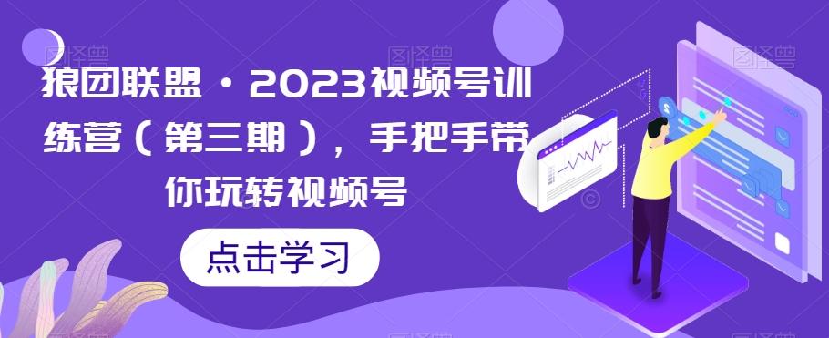 狼团联盟·2023视频号训练营（第三期），手把手带你玩转视频号-网赚项目平台