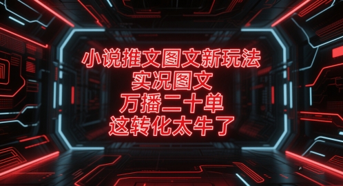 小说推文图文新玩法，实况图文，万播二十单，这转化太牛了！-网赚项目平台