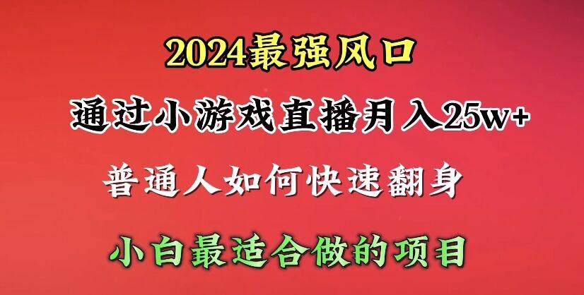 (10020期)2024年最强风口，通过小游戏直播月入25w+单日收益5000+小白最适合做的项目-网赚项目平台