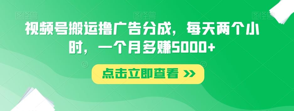 视频号搬运撸广告分成，每天两个小时，一个月多赚5000+-网赚项目平台