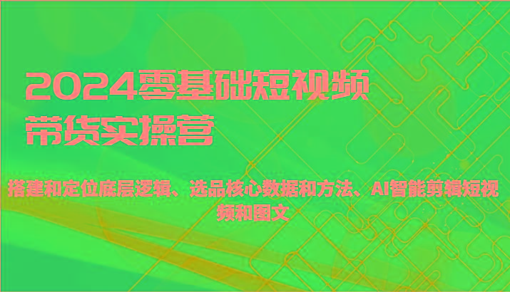 2024零基础短视频带货实操营-搭建和定位底层逻辑、选品核心数据和方法、AI智能剪辑-网赚项目平台