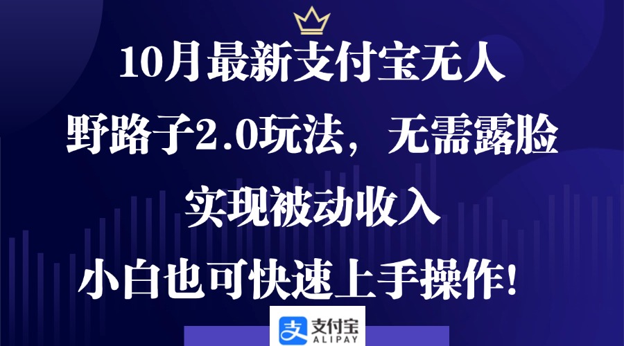 10月最新支付宝无人野路子2.0玩法，无需露脸，实现被动收入，小白也可…-网赚项目平台