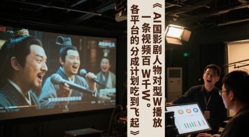 AI三国影视剧人物对口型唱歌玩法，一条视频百W千W播放，各平台的分成计划吃到飞起-网赚项目平台