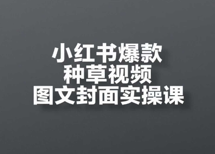 小红书爆款种草视频图文封面实操课，​开店、选品、引流、变现全流程-网赚项目平台