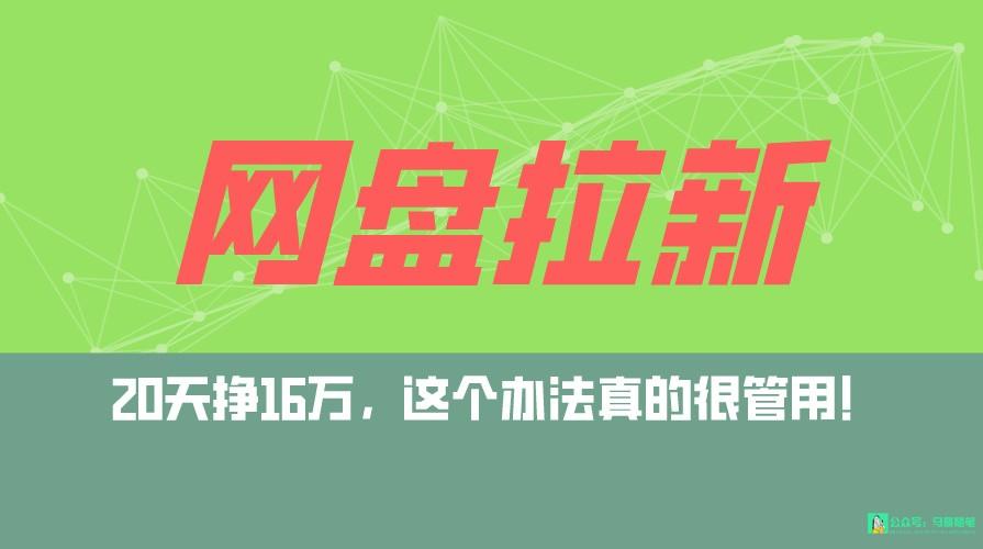 网盘拉新+私域全自动玩法，0粉起号，小白可做，当天见收益，已测单日破5000-网赚项目平台