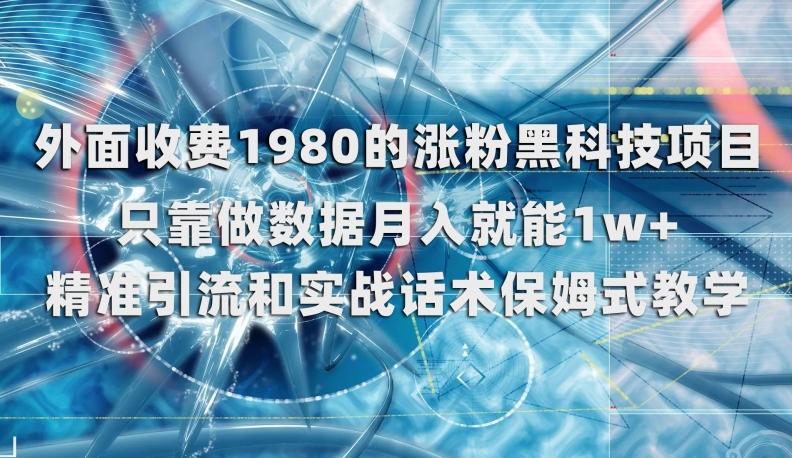 外面收费1980的涨粉黑科技项目，只靠做数据月入就能1w+【揭秘】-网赚项目平台