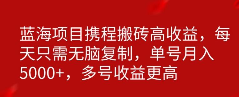 携程搬砖项目，只需每天无脑复制，月入5000+-网赚项目平台