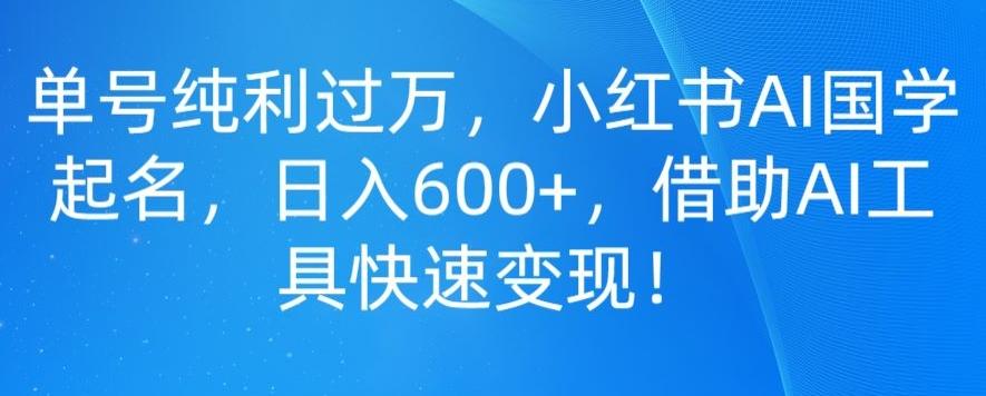 单号纯利过万，小红书AI国学起名，日入600+，借助AI工具快速变现-网赚项目平台