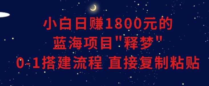 小白能日赚1800元的蓝海项目”释梦”0-1搭建流程可直接复制粘贴长期做【揭秘】-网赚项目平台