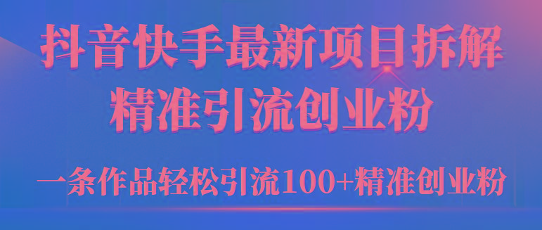 (9447期)2024年抖音快手最新项目拆解视频引流创业粉，一天轻松引流精准创业粉100+-网赚项目平台