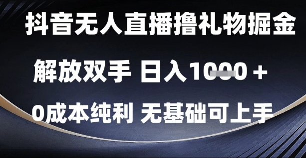 抖音无人直播撸礼物掘金，解放双手，日入1k，0成本纯利，无基础可上手【揭秘】-网赚项目平台
