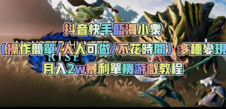 抖音快手蓝海小众（操作简单人人可做不花时间）多种变现月入2w＋暴利单机游戏教程-网赚项目平台