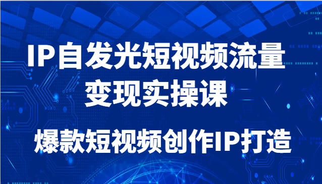 IP自发光短视频流量变现实操课，爆款短视频创作IP打造-网赚项目平台