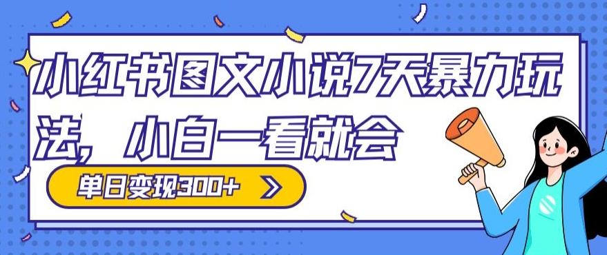 小红书图文小说7天暴力玩法，小白一看就会，单日变现300+-网赚项目平台