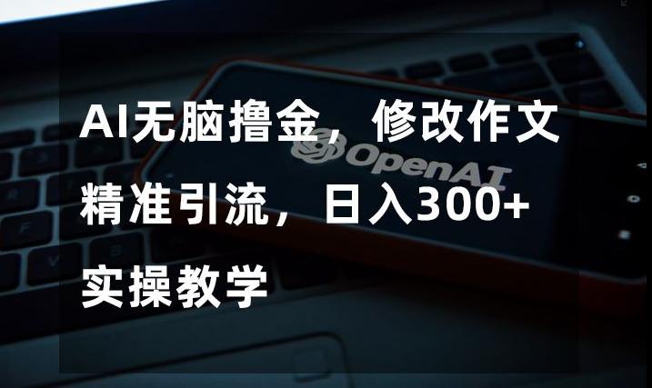 AI无脑撸金，修改作文精准引流，日入300+，实操教学【揭秘】-网赚项目平台