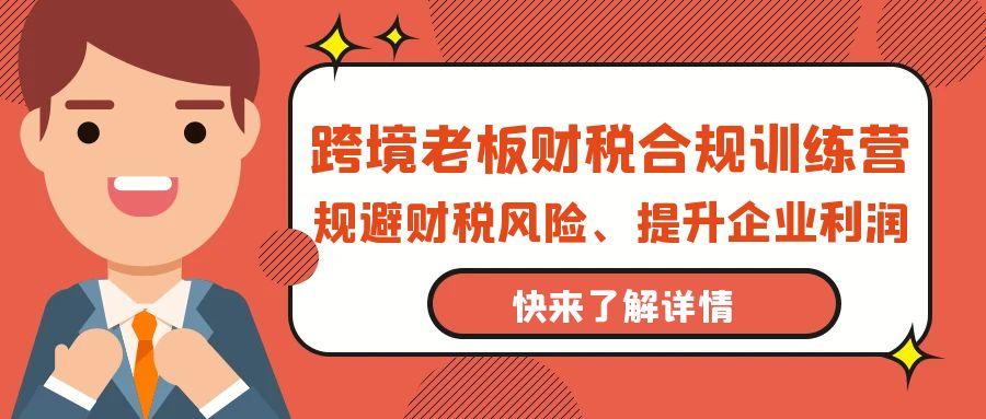 (9838期)跨境老板-财税合规训练营，规避财税风险、提升企业利润-网赚项目平台