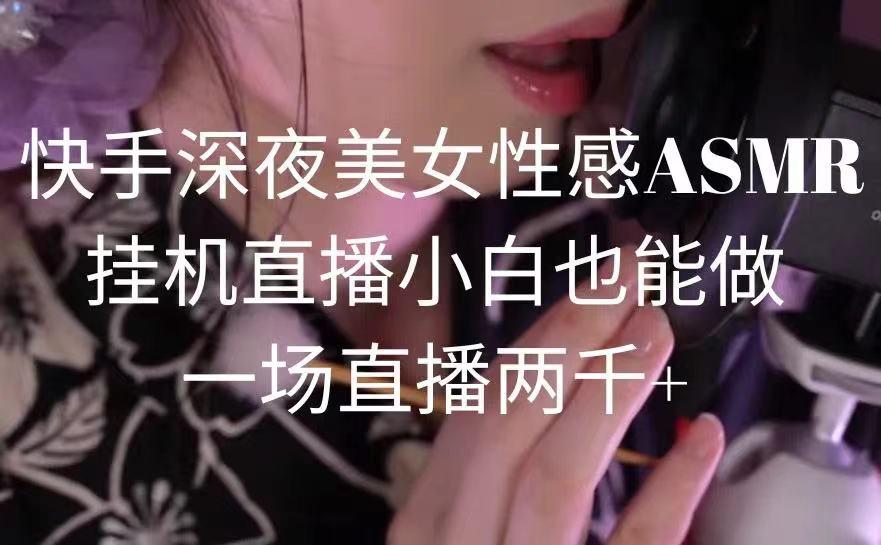 快手深夜美女性感ASMR挂机直播，小白也能做，一场直播两千+-网赚项目平台