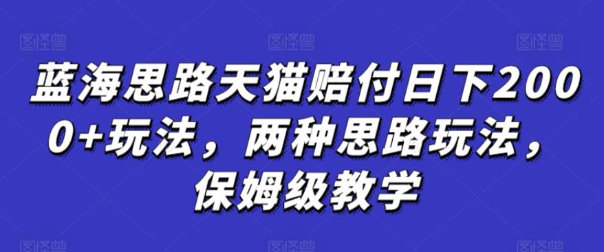 蓝海思路天猫赔付日下2000+玩法，两种思路玩法，保姆级教学【仅揭秘】-网赚项目平台