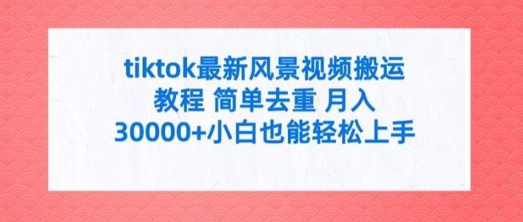 tiktok最新风景视频搬运教程 简单去重 月入3W+小白也能轻松上手【揭秘】-网赚项目平台