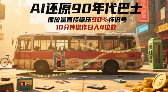 AI还原90年代巴士，一帧就让70后泪崩，播放量直接碾压90%怀旧号，每天操作十分钟，日入四位数-网赚项目平台
